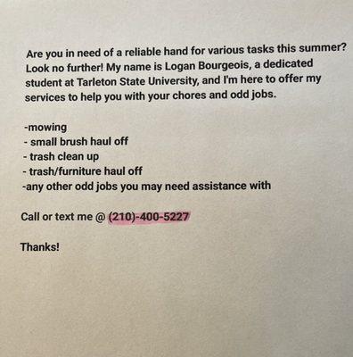 Odd Jobs Mowing Clean Up Haul Off