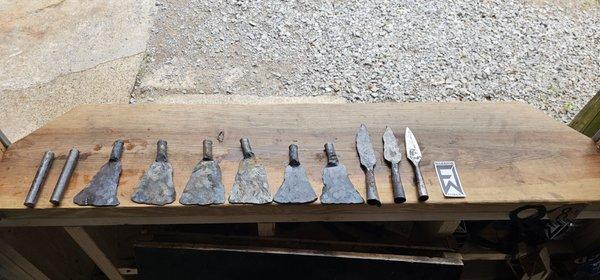 The process of making a spearhead.