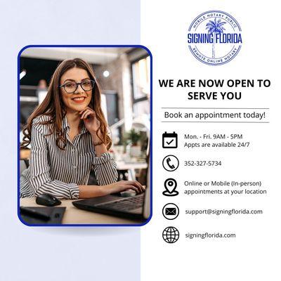 We are Now Open to serve you!