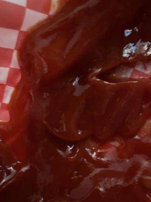 using ketchup to cover it up