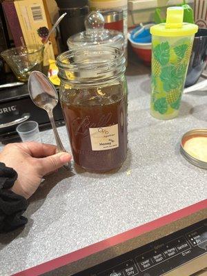 32oz glass jar of their famous local honey.