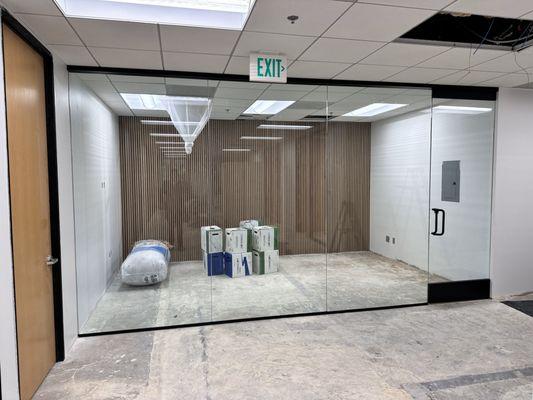 All glass wall and hurculite door