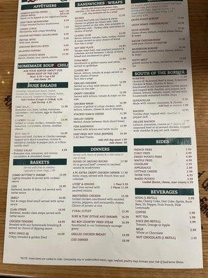 Menu front