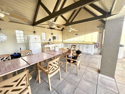 Party area adjacent to swimming pool.