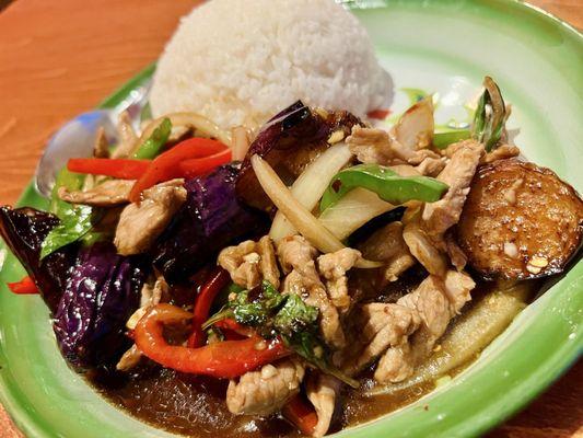 Beef Eggplant Rice Dish