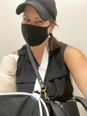 Cast, brace, apparatus- can't move at all:( Time for PT