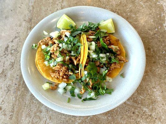 Two Grilled Chicken Street Tacos before a Trip to the Toppings Bar - Delish!