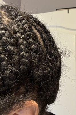Bulky. Braid downs should connect at the back not at the top. Pieces of hair sticking out from her crochet idea