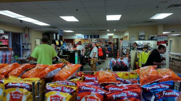 Interior truck stop.