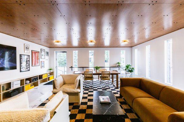 Huge windows brings in tons of natural light into our member lounge