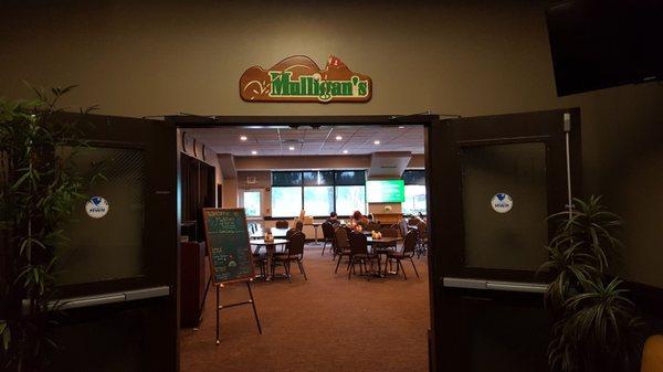 2018-08-17. Mulligan's. Selfridge Ang AFB. Harrison Twp. MI. Entrance by Pro Shop. Restricted access onto Base.