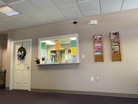 Allergy shot sign in window