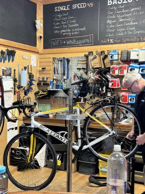 Bicycle shop and bicycle repair