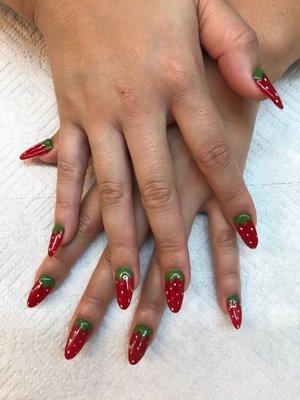 Strawberry design nails