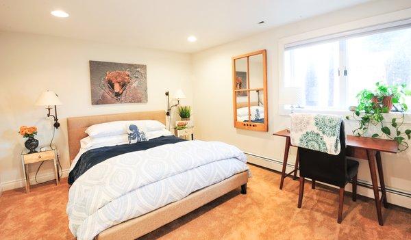 Queen suites offer electric fireplace, private en-suite bathroom, TV, plush robes, toiletries and hair dryers.