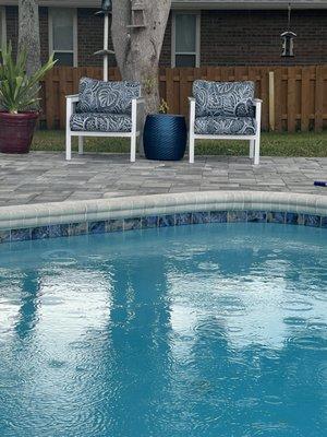 New pool surfacing, new pavers, new pool furniture, new friends. A perfect experience.