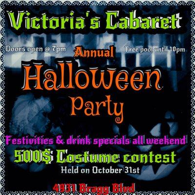 Join us for our Halloween extravaganza!!!!! drink specials all weekend!!!! Extra special festivities on October 31st!!!!