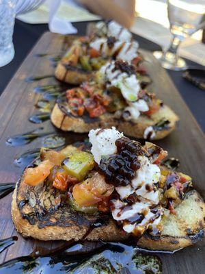 Bruschetta and charcuterie board