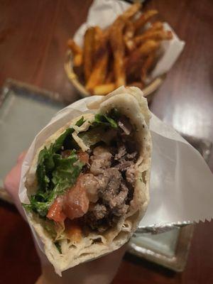 Kafta Kabab Sandwich, French fries