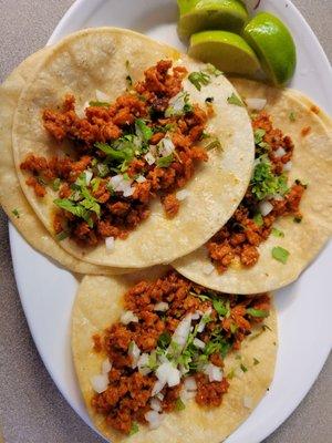 Chorizo tacos. Very good. Great for a quick bite. Lots of great food here.