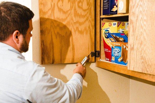 Baiting for roaches.