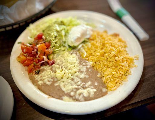 Fajita sides - beans and rice