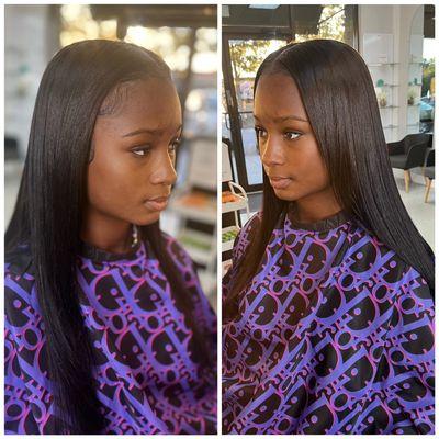 Traditional sew in with minimal leave out