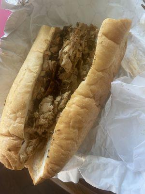 I ate the other half of delicious chicken steak with fried onions.