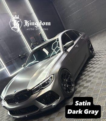 BMW went from white to Satin Dark Gray Vinyl Wrap.
Protected with Ceramic Coating
