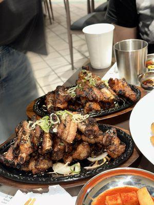 Soy garlic sauce pork spare ribs (front), original sauce pork spare ribs (back)