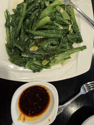 Sautéed AA vegetables. Delicious! Homemade spicy sauce Yum!!!