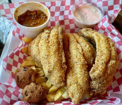 Friday Fish, Fried, Beans and Cajun Tartar Sauce (2023)