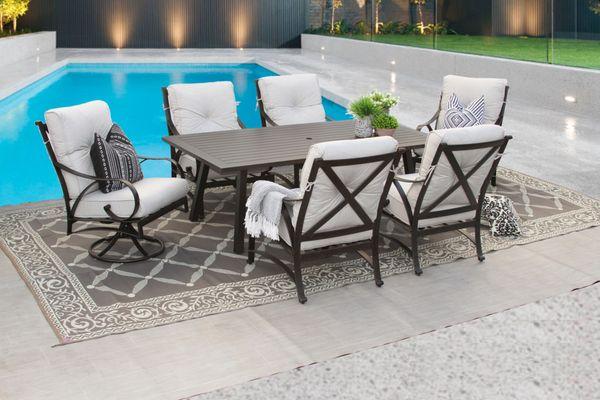 Newport 7-piece set with 44 x 84 rectangle table