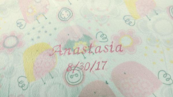 Custom embroidered baby blanket. We can do blankets with your name or initials on it.