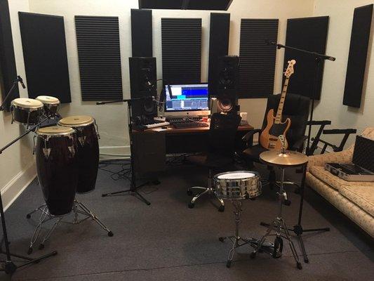 Studio A - 700 square feet equipped with iMac 27, Presonus Studio One 4, numerous plug-ins, more.