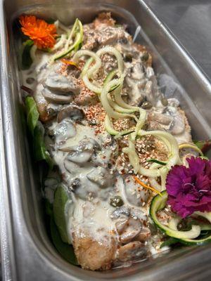 Basa Fish Picatta with Creamy Mushroom Sauce