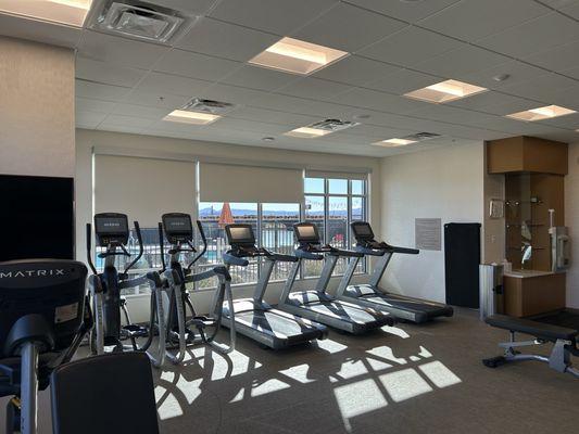 Upgraded treadmill with a good view.