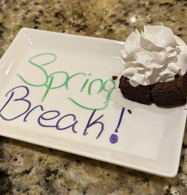 Very nice that they made our dessert special.