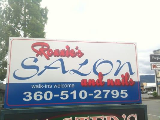 My salon sign in front of my business