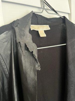Destroyed jacket that was not in this condition when being dropped off.