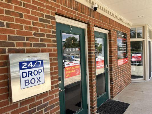 You can drop your car off after hours. Fill out the envelope completely with keys inside and drop in box. We will get them in the morning.