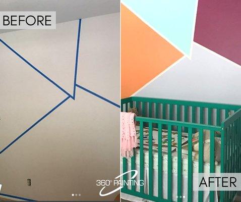 Before and after photos of interior painting services