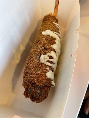 Pretty sad two hands dog.