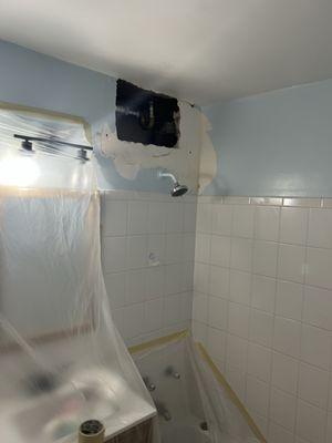 2 Block installation and plaster build out. Due to a crack in the water line.