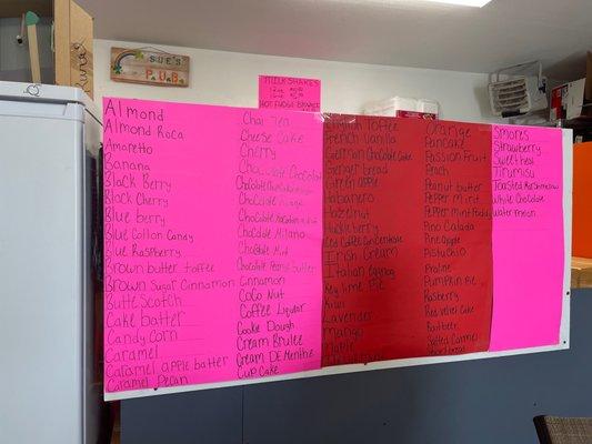 Milkshake menu flavors