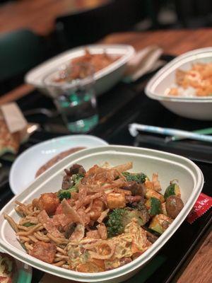 Beef & Brocoli Bowl w/ Fried Rice, Chow Mein, Roasted Sweet Potatoes, and Mushroom & Zucchini