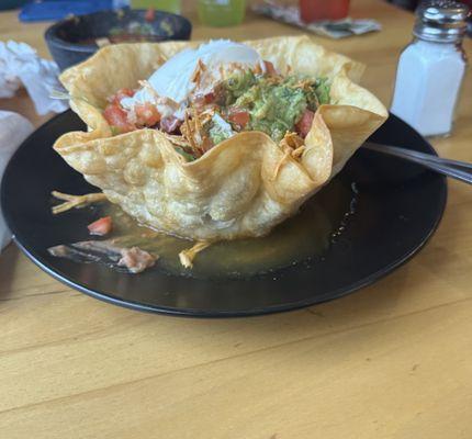 taco salad in pool of water