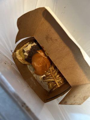 Burger in the trash!