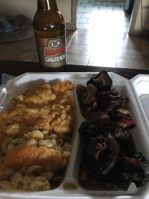 Oxtails, with mac & cheese, and ginger beer.