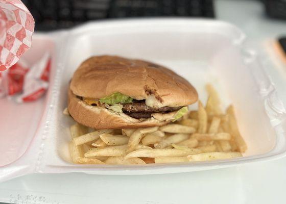 Double cheeseburger and fries